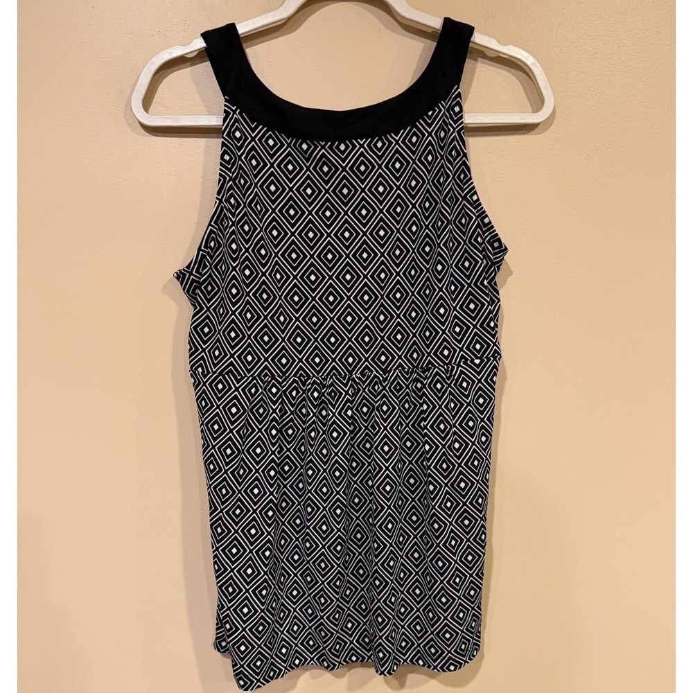 Studio 1940 Women Tank Top Black 14/16W Geometric Diamond Empire Waist Blouse - Picture 5 of 6